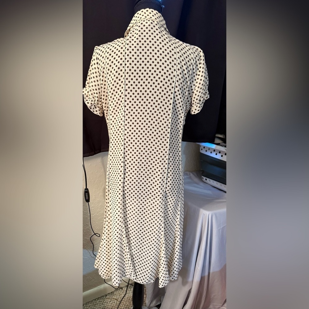 Sandra Darren Cream and Black Polka Dot Dress - Picture 5 of 10